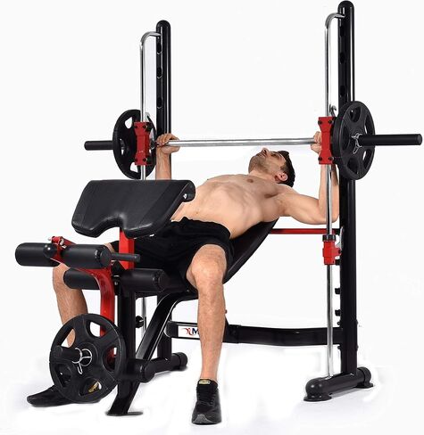 MiM USA Compact Smith Machine and Squat Rack Pro Multi Functions Power Rack Dip Up Sit Up All in One Home Gym Super Pro Rack in Saudi Arabia