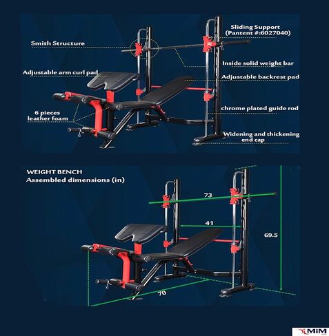 MiM USA Compact Smith Machine and Squat Rack Pro Multi Functions Power Rack Dip Up Sit Up All in One Home Gym Super Pro Rack in Saudi Arabia