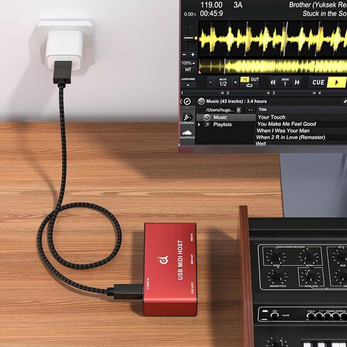 صندوق مضيف DigitalLife MIDI مع حزمة كابل USB-C إلى USB-B MIDI - واجهة DIN MIDI مستقلة ذات 5 سنون، مدخل طاقة USB-B، لا يتطلب جهاز كمبيوتر (عنصران) in Kuwait