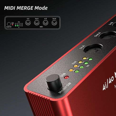 حزمة DigitalLife MIDI Thru & Merge - صندوق دمج MIDI 4x4 مستقل و2x4 MIDI مع كابل USB-C إلى USB-B MIDI، غلاف معدني، مؤشرات LED، لا يتطلب جهاز كمبيوتر in Kuwait