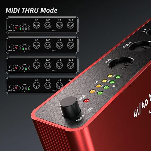 حزمة DigitalLife MIDI Thru & Merge - صندوق دمج MIDI 4x4 مستقل و2x4 MIDI مع كابل USB-C إلى USB-B MIDI، غلاف معدني، مؤشرات LED، لا يتطلب جهاز كمبيوتر in Kuwait