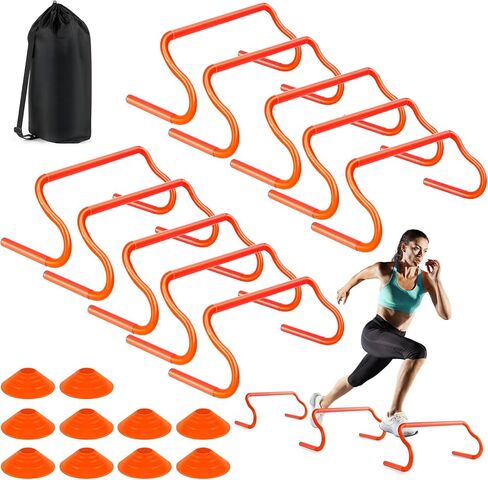 Agility Hurdles Training Equipment - Speed Hurdles and Soccer Cones with Carrying Bag for Soccer, Football, and Track Drills, Ideal for Athletes Speed and Agility Training in Kuwait