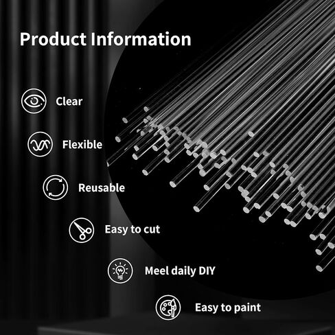 200 Pcs 10 Inch Clear Acrylic Rods, 1/8 Inch Diameter Acrylic Lollipop Sticks for Plant Stakes, Clear Plastic Rod for Candy Cake DIY Crafts in Kuwait