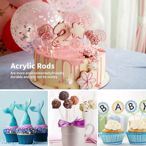 200 Pcs 10 Inch Clear Acrylic Rods, 1/8 Inch Diameter Acrylic Lollipop Sticks for Plant Stakes, Clear Plastic Rod for Candy Cake DIY Crafts in Kuwait
