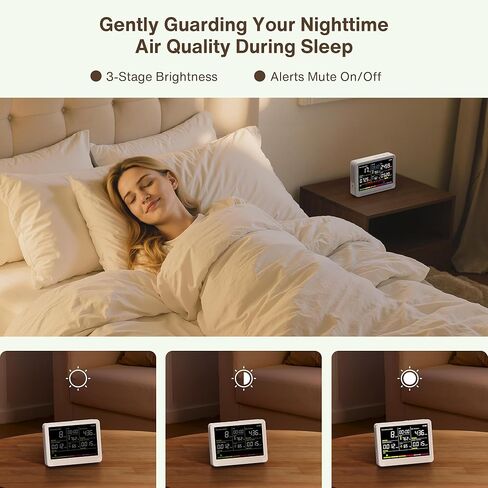 bonoch 16 in 1 Air Quality Monitor Indoor 10h-Battery & 5.5" Display 9 AQI+7 AQI Alerts, CO2 Monitor, Air Quality Tester for CO2, TVOC PM2.5 PM1.0 PM10 HCHO Temperature Humidity AQI & Time Air Meter in Kuwait