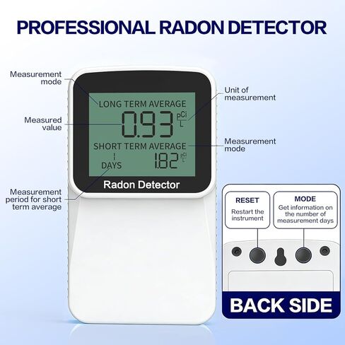 Digital Radon Detector, Radon Monitor, Portable Radon Tester, USB and Battery Power, 3 Years Battery 10 Year Sensor Lifespan, Real-time Monitor, Accurate pCi/L Reading, Radon Detector for Home, Office in Kuwait