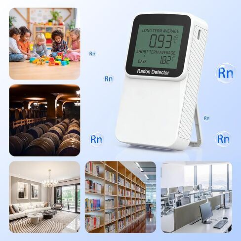 Digital Radon Detector, Radon Monitor, Portable Radon Tester, USB and Battery Power, 3 Years Battery 10 Year Sensor Lifespan, Real-time Monitor, Accurate pCi/L Reading, Radon Detector for Home, Office in Kuwait