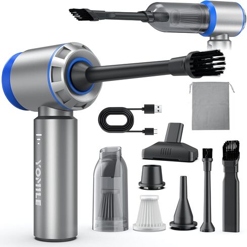 Compressed air Duster, Yomile 2 in 1 180000RPM Cordless Air Duster with Mini Car Vacuum, 9000mAh Battery Dust Blower for Keyboard Cleaner,Rechargeable Air Blower AIC Can for Office Computers in Kuwait
