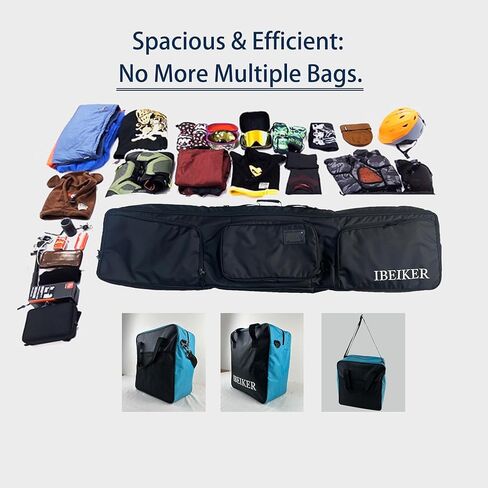 Ski Equipment Bag with Dedicated Compartments, Water-Resistant Travel Organizer, Holds Boots, Helmet, Goggles, Black in Saudi Arabia
