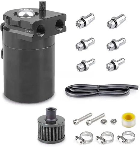41XA 300ml Oil Catch Can Compact Baffled 2-Port Aluminum Reservoir Oil Catch Compatible With Tank Two Hole Breathable Kettl(Blue) in Saudi Arabia