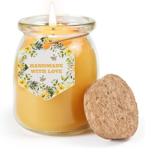 شمعة شمع العسل الطبيعي ، شموع شمع النحل غير المعروضة في جرة زجاجية ، 4.8 أوقية 32 ساعة ، فتيل القطن النقي وغير سامة للتخفيف من الإجهاد ، والهدايا المنزلية in Kuwait