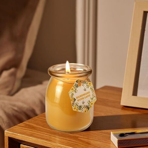 شمعة شمع العسل الطبيعي ، شموع شمع النحل غير المعروضة في جرة زجاجية ، 4.8 أوقية 32 ساعة ، فتيل القطن النقي وغير سامة للتخفيف من الإجهاد ، والهدايا المنزلية in Kuwait