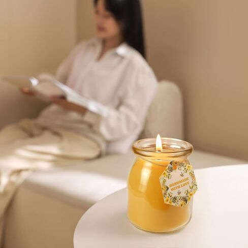 شمعة شمع العسل الطبيعي ، شموع شمع النحل غير المعروضة في جرة زجاجية ، 4.8 أوقية 32 ساعة ، فتيل القطن النقي وغير سامة للتخفيف من الإجهاد ، والهدايا المنزلية in Kuwait