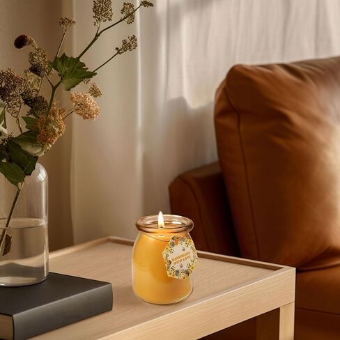 شمعة شمع العسل الطبيعي ، شموع شمع النحل غير المعروضة في جرة زجاجية ، 4.8 أوقية 32 ساعة ، فتيل القطن النقي وغير سامة للتخفيف من الإجهاد ، والهدايا المنزلية in Kuwait