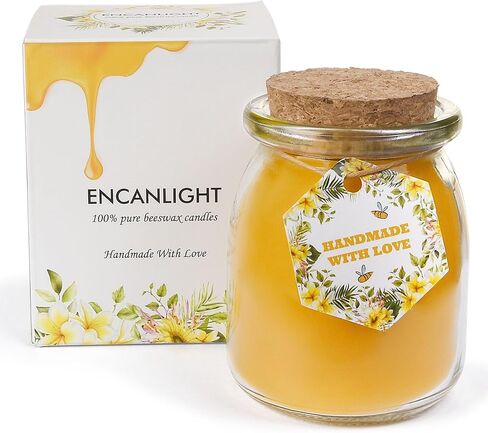 شمعة شمع العسل الطبيعي ، شموع شمع النحل غير المعروضة في جرة زجاجية ، 4.8 أوقية 32 ساعة ، فتيل القطن النقي وغير سامة للتخفيف من الإجهاد ، والهدايا المنزلية in Kuwait