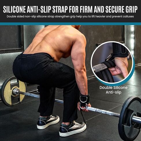 أشرطة رفع الأثقال مع حلقات على شكل حرف D، أشرطة معصم مبطنة لرفع الأثقال، أشرطة رياضية غير قابلة للانزلاق لرفع الأثقال، رفع الأثقال، تمرين آلة الكابل، حزام رفع لتدريب القوة في صالة الألعاب الرياضية in Kuwait