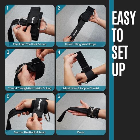 أشرطة رفع الأثقال مع حلقات على شكل حرف D، أشرطة معصم مبطنة لرفع الأثقال، أشرطة رياضية غير قابلة للانزلاق لرفع الأثقال، رفع الأثقال، تمرين آلة الكابل، حزام رفع لتدريب القوة في صالة الألعاب الرياضية in Kuwait