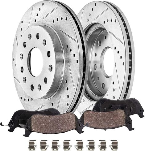 Detroit Axle-مجموعة الفرامل الأمامية لـ 90-00 Honda Civic ، 90-91 CRX ، محفورة ومزودة بالقرص الفرامل دوارات الفرامل السيراميك 1990 1991 1992 1993 1994 1995 1996 1997 1998 1999 2000 استبدال in Kuwait