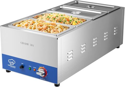 جهاز تسخين الطعام التجاري ذو 4 مقلاة من ETL مع خزان قطعة واحدة غير ملحوم ومقلاة GN مقاس 4 من 1/3، وطاولة بخار لمحطة حساء كونترتوب 120 فولت 1500 وات للبوفيه والحفلات والمطاعم in Kuwait