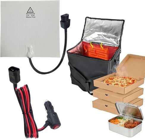 RICHOOSE 12V Upgraded 65W Food Delivery Warmer Pad for Insulated Bags, Portable Heating Pad for Keeping Pizza & Meals Hot During Transport in Kuwait