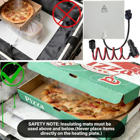 RICHOOSE 12V Upgraded 65W Food Delivery Warmer Pad for Insulated Bags, Portable Heating Pad for Keeping Pizza & Meals Hot During Transport in Kuwait