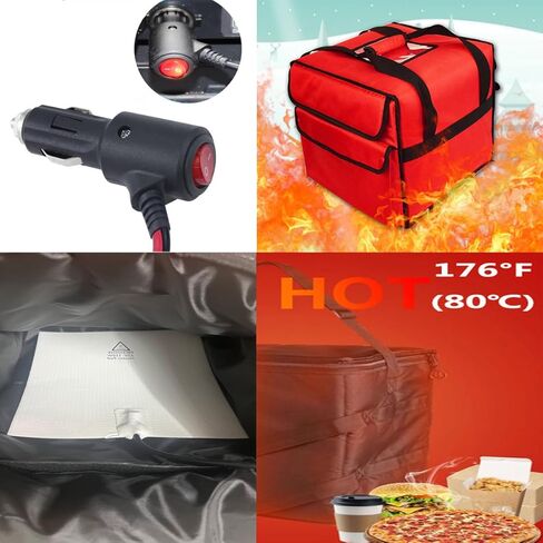 RICHOOSE 12V Upgraded 65W Food Delivery Warmer Pad for Insulated Bags, Portable Heating Pad for Keeping Pizza & Meals Hot During Transport in Kuwait