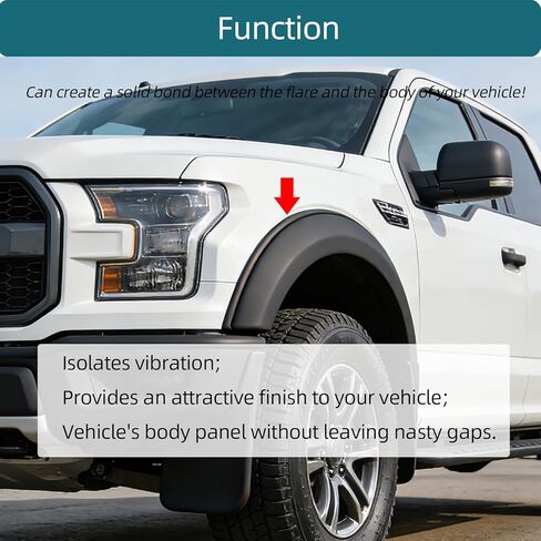 Tintvent Fender Flare Edge Trim 33Feet, EPDM Fender Flare Rubber Seal for Car and Truck Wheel Wells, Rubber Gasket for Fender Flares, Fender Trim with Automotive Grade Tape, Black in Kuwait