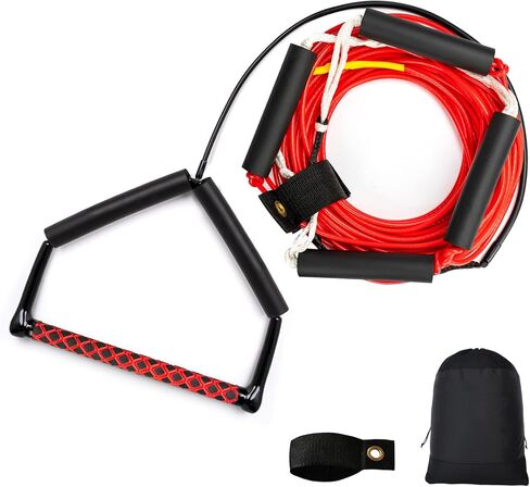 حبل ومقبض 75 قدمًا ، لا يوجد حبل سحب من Dyneema Dyneema ، 4 أقسام تطفو على حبل التزلج على الماء للاستيقاظ ، والكسل المائي ، والركبة ، و Wakesurfing in Kuwait