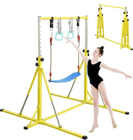 بار للجمباز القابلة للطي ، بار أفقي 5 أقدام ، شريط تدريب للأطفال القابل للتعديل للأطفال الذين تتراوح أعمارهم بين 3 و 15 عامًا ، حانة للجمباز للأطفال ، مثلث معدات هيكل-GYM للمنزل in Kuwait