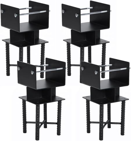 Generic 4pcs Fence Post Holder Bracket U-Shaped 6x6 Powder-Coated Steel Post Bracket Inner Size 5.5inx5.5in for Wood Pergola Porch Railing Mailbox Support in Kuwait