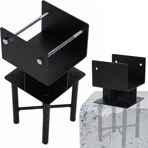 Generic 4pcs Fence Post Holder Bracket U-Shaped 6x6 Powder-Coated Steel Post Bracket Inner Size 5.5inx5.5in for Wood Pergola Porch Railing Mailbox Support in Kuwait