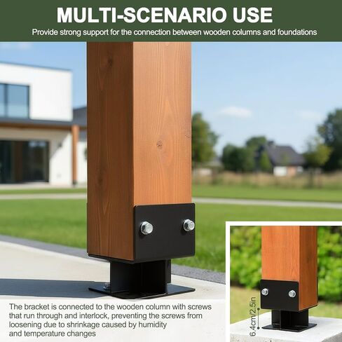 Generic 4pcs Fence Post Holder Bracket U-Shaped 6x6 Powder-Coated Steel Post Bracket Inner Size 5.5inx5.5in for Wood Pergola Porch Railing Mailbox Support in Kuwait