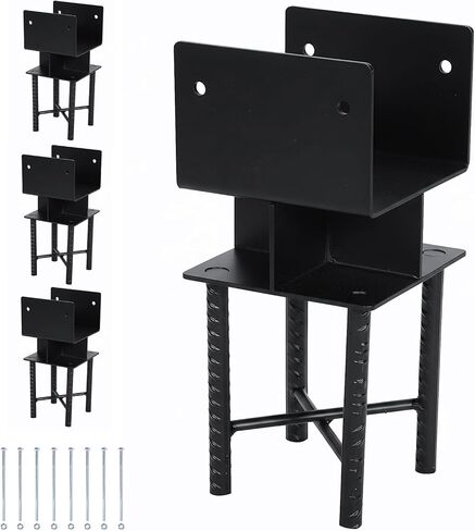 Generic 4pcs Fence Post Holder Bracket U-Shaped 6x6 Powder-Coated Steel Post Bracket Inner Size 5.5inx5.5in for Wood Pergola Porch Railing Mailbox Support in Kuwait