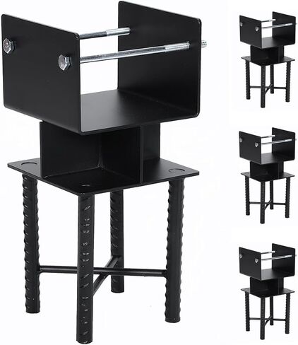 Generic 4pcs Wet Concrete Post U-Shaped 6x6 Powder-Coated Steel Post Bracket Inner Size 5.5inx5.5in for Wood Pergola Porch Railing Mailbox Support in Kuwait