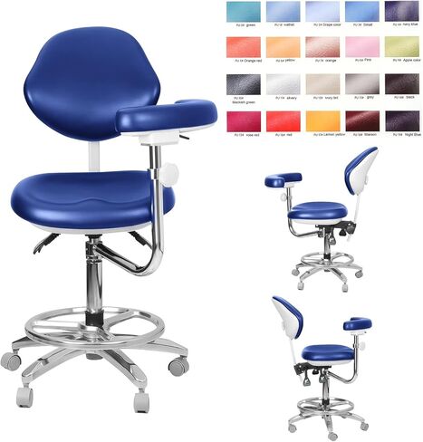 Dental Chair 360 Degree Dentist Portable Mobile PU Leather Dentist Chair Rolling Stool with Back Support in Kuwait