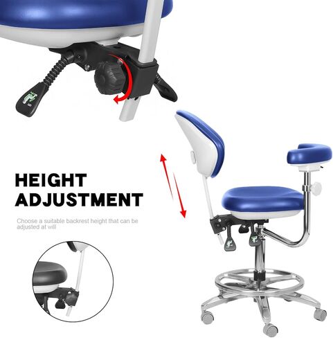 Dental Chair 360 Degree Dentist Portable Mobile PU Leather Dentist Chair Rolling Stool with Back Support in Kuwait
