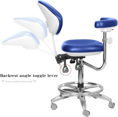 Dental Chair 360 Degree Dentist Portable Mobile PU Leather Dentist Chair Rolling Stool with Back Support in Kuwait