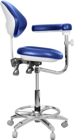 Dental Chair 360 Degree Dentist Portable Mobile PU Leather Dentist Chair Rolling Stool with Back Support in Kuwait