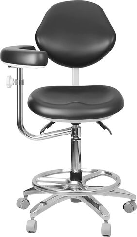 NSKI Moblie Dental Adjustable Chair Doctor's Stool Assistant Chair 360° Rotation Armrest PU Leather QY-600M-B2 in Saudi Arabia
