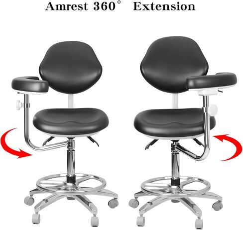 NSKI Moblie Dental Adjustable Chair Doctor's Stool Assistant Chair 360° Rotation Armrest PU Leather QY-600M-B2 in Saudi Arabia