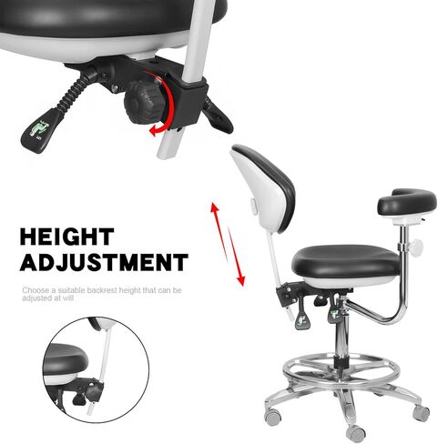 NSKI Moblie Dental Adjustable Chair Doctor's Stool Assistant Chair 360° Rotation Armrest PU Leather QY-600M-B2 in Saudi Arabia