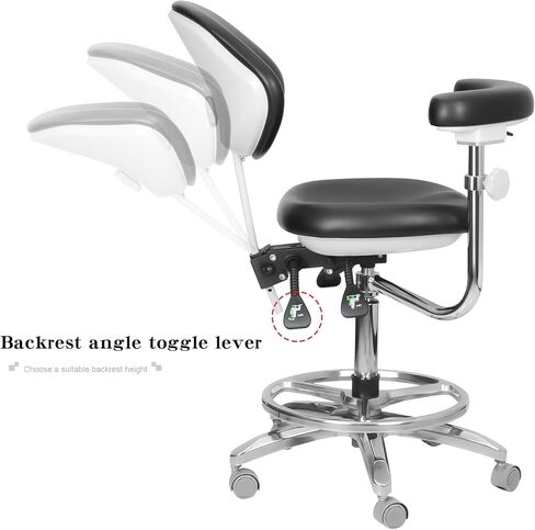 NSKI Moblie Dental Adjustable Chair Doctor's Stool Assistant Chair 360° Rotation Armrest PU Leather QY-600M-B2 in Saudi Arabia