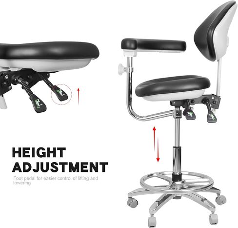 NSKI Moblie Dental Adjustable Chair Doctor's Stool Assistant Chair 360° Rotation Armrest PU Leather QY-600M-B2 in Saudi Arabia