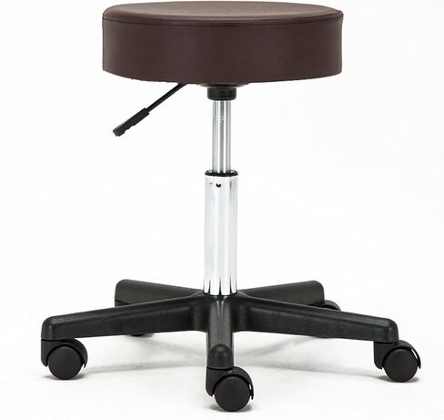 Heavy Duty Round Stool with 5 Casters Adjustable Height Easy to Assemble Rolling Chair for Dentists Spas Healthcare Environments (Brown) in Saudi Arabia