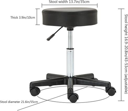 Heavy Duty Round Stool with 5 Casters Adjustable Height Easy to Assemble Rolling Chair for Dentists Spas Healthcare Environments (Brown) in Saudi Arabia