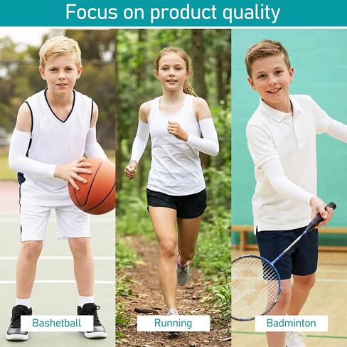 4 Pairs Arm Sleeves for Kids, Black & White Arm Sleeves Breathable Arms Compression Sleeve for Basketball, Football, Baseball, Volleyball Youth, in Saudi Arabia