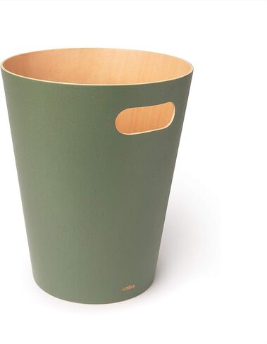Umbra Woodrow, 2 Gallon Modern Wooden Trash Can Wastebasket or Recycling Bin for Home or Office, Grey (082780-918) in Kuwait