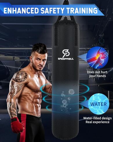 حقيبة ملاكمة ثقيلة بطول 4 أقدام للملاكمة - وزن قابل للتعديل (60 إلى 120 رطلاً) مع تصميم مضاد للتسرب، حقيبة تدريب مائية شديدة التحمل للبالغين in Kuwait