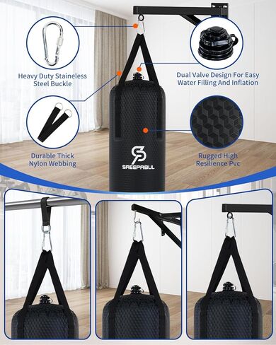 حقيبة ملاكمة ثقيلة بطول 4 أقدام للملاكمة - وزن قابل للتعديل (60 إلى 120 رطلاً) مع تصميم مضاد للتسرب، حقيبة تدريب مائية شديدة التحمل للبالغين in Kuwait