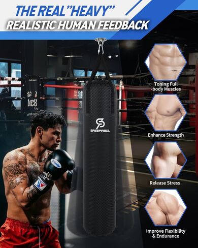 حقيبة ملاكمة ثقيلة بطول 4 أقدام للملاكمة - وزن قابل للتعديل (60 إلى 120 رطلاً) مع تصميم مضاد للتسرب، حقيبة تدريب مائية شديدة التحمل للبالغين in Kuwait